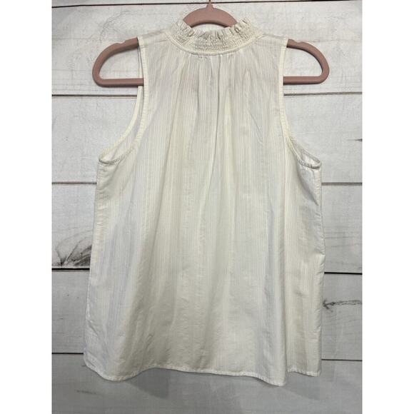 Elizabeth and James Beige 100% Cotton V Neck Sleeveless Top Sz. S - Picture 6 of 6